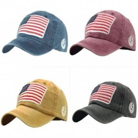 Baseball Caps Unisex Baseball Caps-Flag Embroidery Washed Cotton Hat for Women Men-55-60cm - Yellow - C618Y5D5EE2 $15.76