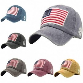 Baseball Caps Unisex Baseball Caps-Flag Embroidery Washed Cotton Hat for Women Men-55-60cm - Yellow - C618Y5D5EE2 $15.76