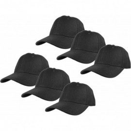 Baseball Caps Plain Blank Baseball Caps Adjustable Back Strap Wholesale Lot 6 Pack - Black - C318S8YD34M $15.48