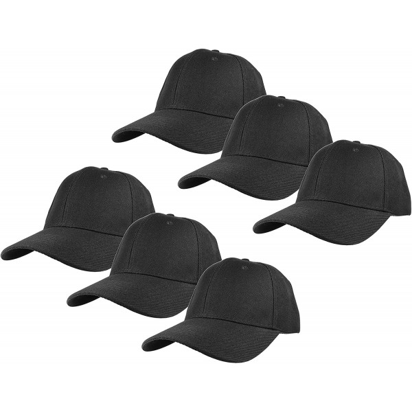 Baseball Caps Plain Blank Baseball Caps Adjustable Back Strap Wholesale Lot 6 Pack - Black - C318S8YD34M $15.48