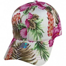 Baseball Caps Floral Print Baseball hat - Hawaiian Flower Baseball Caps - White & Aqua Floral Print - CW18R66WAQA $16.00