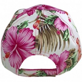 Baseball Caps Floral Print Baseball hat - Hawaiian Flower Baseball Caps - White & Aqua Floral Print - CW18R66WAQA $16.00