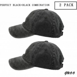 Baseball Caps Vintage Washed Distressed Men Baseball Cap Dad Hat Cotton Pigment Dyed Low Profile Denim Hat - A-black+black - ...