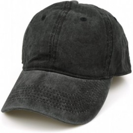 Baseball Caps Vintage Washed Distressed Men Baseball Cap Dad Hat Cotton Pigment Dyed Low Profile Denim Hat - A-black+black - ...