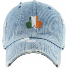 Baseball Caps Irish Shamrock Vintage Baseball Cap Embroidered Cotton Adjustable Distressed Dad Hat - Light Denim - CF1924XIXL...
