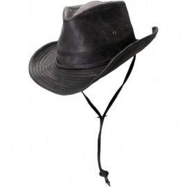 Sun Hats Men's Outback Hat with Chin Cord - Black - CS12CUB2ZWJ $87.08