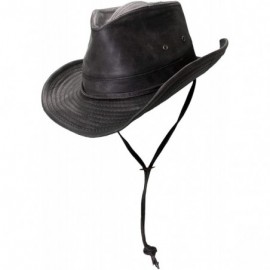 Sun Hats Men's Outback Hat with Chin Cord - Black - CS12CUB2ZWJ $33.98