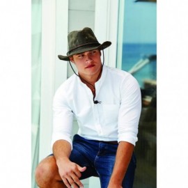 Sun Hats Men's Outback Hat with Chin Cord - Black - CS12CUB2ZWJ $33.98