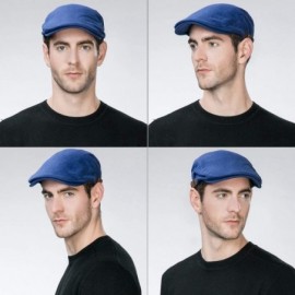 Newsboy Caps Mens Flat Duckbill Hat Newsboy Driving Cap PU Visor 6-Panel 57-59CM - 89337_blue - CZ17Z75LIRT $18.36