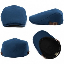 Newsboy Caps Mens Flat Duckbill Hat Newsboy Driving Cap PU Visor 6-Panel 57-59CM - 89337_blue - CZ17Z75LIRT $18.36