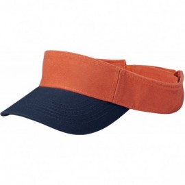 Visors Unisex Pro Style Cotton Twill Washed Visor-4021A - Orange/Navy - C2121HKO365 $9.28