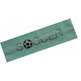 Headbands SOCCER BALL Rhinestone Cotton Stretch Headband for Girls- Teens and Adults Soccer Team Gifts - Light Aqua - C912JD3...