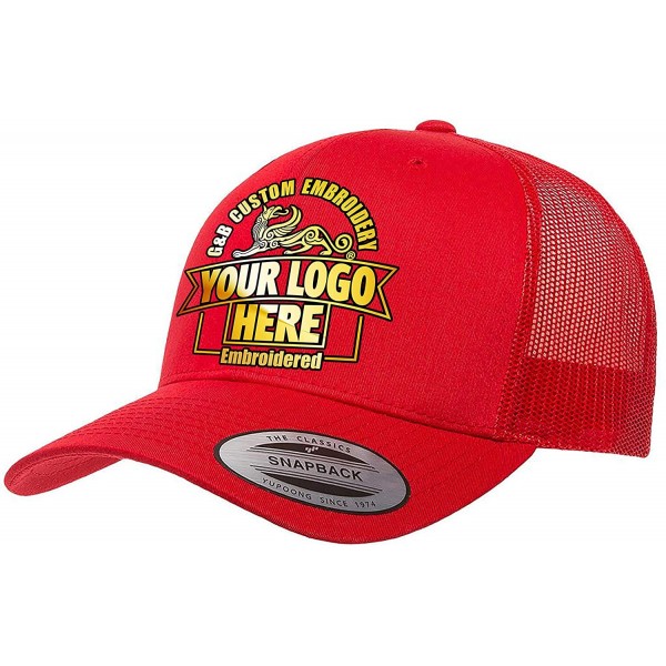 Baseball Caps Yupoong Retro Trucker Custom Hat - Red/Red - CV18HO6LROX $30.39