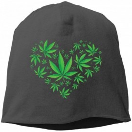 Skullies & Beanies Heart Marijuana Leaf Weed Love Pot Winter Beanie Skull Cap Warm Knit Ski Slouchy Hat Durable - Black - C51...