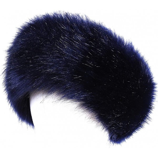 Cold Weather Headbands Faux Fur Headband with Elastic for Women's Winter Earwarmer Earmuff - Navy - C812LH25X99 $9.38