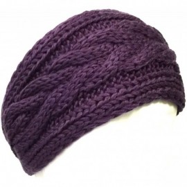 Cold Weather Headbands Winter Warm Thick Cable Knit Headband - Purple - CX1236J6ODF $10.57