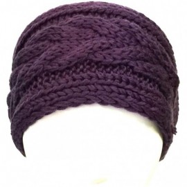 Cold Weather Headbands Winter Warm Thick Cable Knit Headband - Purple - CX1236J6ODF $10.57