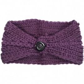 Cold Weather Headbands Winter Warm Thick Cable Knit Headband - Purple - CX1236J6ODF $10.57