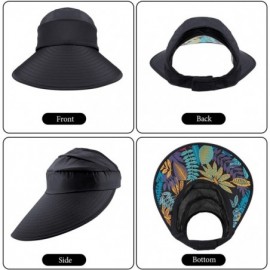 Sun Hats Sun Visor Hats for Women Wide Brim Sun Hat UV Protection Caps Floppy Beach Packable Visor - Beige and Black - C018UI...