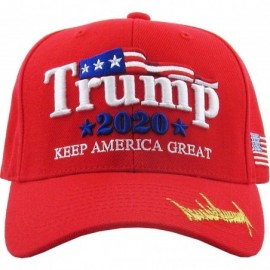Baseball Caps Make America Great Again Our President Donald Trump Slogan with USA Flag Cap Adjustable Baseball Hat Red - C419...