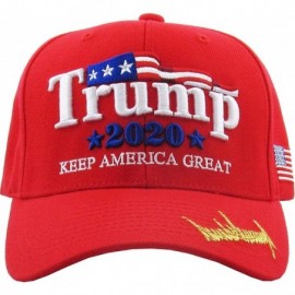 Baseball Caps Make America Great Again Our President Donald Trump Slogan with USA Flag Cap Adjustable Baseball Hat Red - C419...