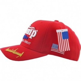 Baseball Caps Make America Great Again Our President Donald Trump Slogan with USA Flag Cap Adjustable Baseball Hat Red - C419...