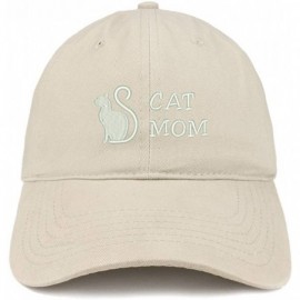 Baseball Caps Cat Mom Text Embroidered Unstructured Cotton Dad Hat - Stone - CJ18S54WDIA $16.24