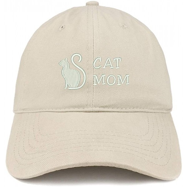 Baseball Caps Cat Mom Text Embroidered Unstructured Cotton Dad Hat - Stone - CJ18S54WDIA $16.24