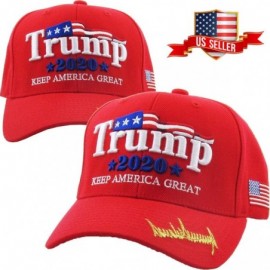 Baseball Caps Make America Great Again Our President Donald Trump Slogan with USA Flag Cap Adjustable Baseball Hat Red - C419...