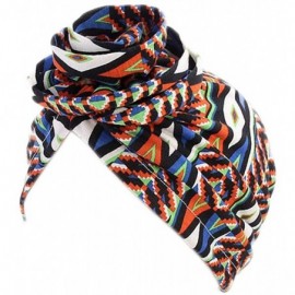 Skullies & Beanies Women Pleated Twist Turban African Printing India Chemo Cap Hairwrap Headwear - Orange - C618WX7ONYT $19.90
