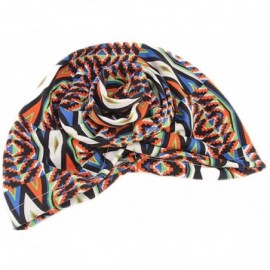 Skullies & Beanies Women Pleated Twist Turban African Printing India Chemo Cap Hairwrap Headwear - Orange - C618WX7ONYT $10.35