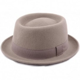 Fedoras Classic Porkpie Wool Felt Pork Pie Hat - Beige - CJ1880M6DCW $39.89