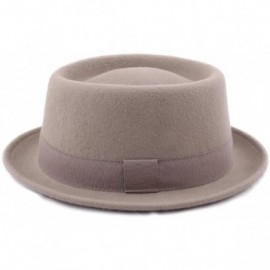 Fedoras Classic Porkpie Wool Felt Pork Pie Hat - Beige - CJ1880M6DCW $39.89