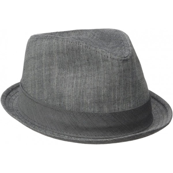 Fedoras Men's Cotton Denim Fedora - Charcoal - CH11M2PR8TJ $41.14