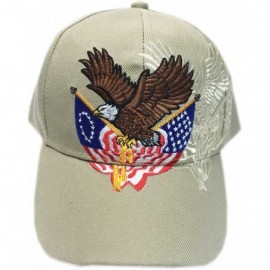 Baseball Caps Patriotic Embroidered American Eagle Clutching Double Flags Baseball Cap (Khaki) - CY12CKFD8KN $13.81