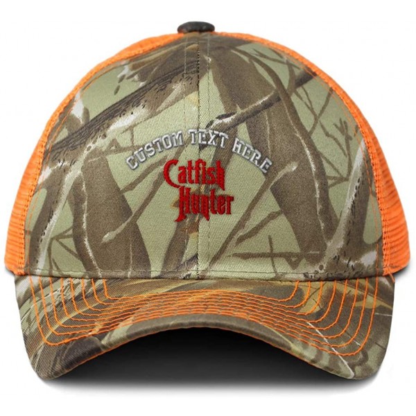 Baseball Caps Custom Camo Mesh Trucker Hat Catfish Hunter Embroidery Neon Hunting Baseball Cap - CN18UX0Y8ZC $24.81