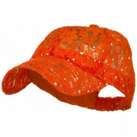 Baseball Caps Lace Sequin Glitter Cap - Orange W41S52F - CL110A3TXYR $16.61