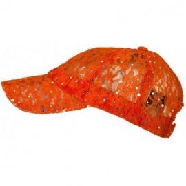 Baseball Caps Lace Sequin Glitter Cap - Orange W41S52F - CL110A3TXYR $16.61