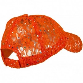 Baseball Caps Lace Sequin Glitter Cap - Orange W41S52F - CL110A3TXYR $16.61