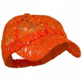 Baseball Caps Lace Sequin Glitter Cap - Orange W41S52F - CL110A3TXYR $16.61
