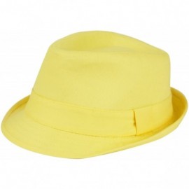 Fedoras Women's Colorful Cotton Blend Trilby Fedora Hat - Yellow - C512F5LT19V $40.35