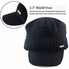 Skullies & Beanies Winter Beanie w/Visor & Earflaps for Men Outdoor Fleece Hat Scarf Set - Beanie+scarf Black - CS18HWE3Q3X $...