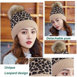 Skullies & Beanies Winter Beanie Hat Scarf Set Touch Screen Glove Warm Slouchy Pom Knit Skull Cap - Leopard Hat and Gloves - ...