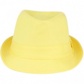 Fedoras Women's Colorful Cotton Blend Trilby Fedora Hat - Yellow - C512F5LT19V $15.77