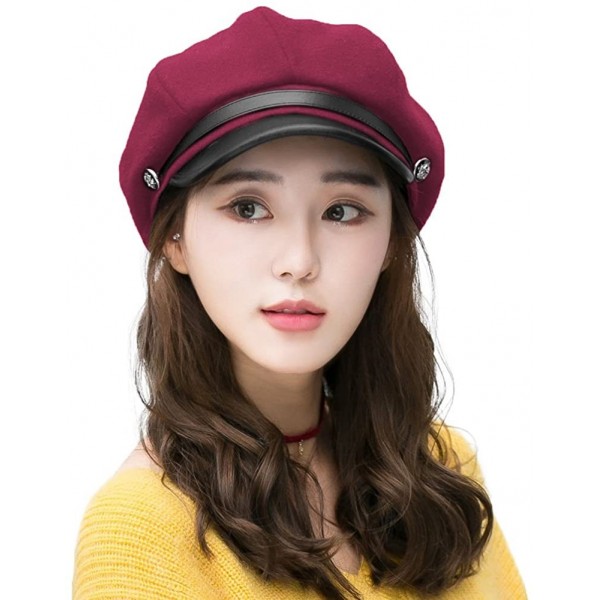 Newsboy Caps Womens Newsboy Cap Soft Satin Lined Visor Beret Cabbie Cap - 89362_burgundy - CG186MSE7HL $17.05