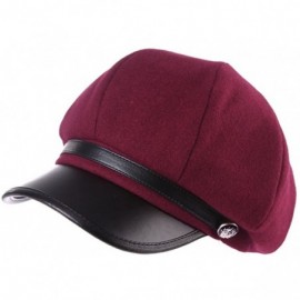 Newsboy Caps Womens Newsboy Cap Soft Satin Lined Visor Beret Cabbie Cap - 89362_burgundy - CG186MSE7HL $17.05