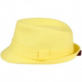 Fedoras Women's Colorful Cotton Blend Trilby Fedora Hat - Yellow - C512F5LT19V $15.77