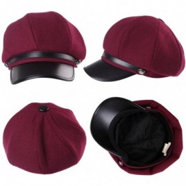 Newsboy Caps Womens Newsboy Cap Soft Satin Lined Visor Beret Cabbie Cap - 89362_burgundy - CG186MSE7HL $17.05