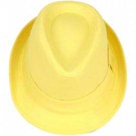 Fedoras Women's Colorful Cotton Blend Trilby Fedora Hat - Yellow - C512F5LT19V $15.77