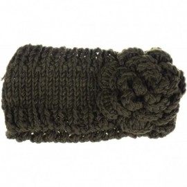 Cold Weather Headbands Womens Winter Chic Turban Bowknot/Floral Crochet Knit Headband Ear Warmer - Knit Floral Olive Green - ...